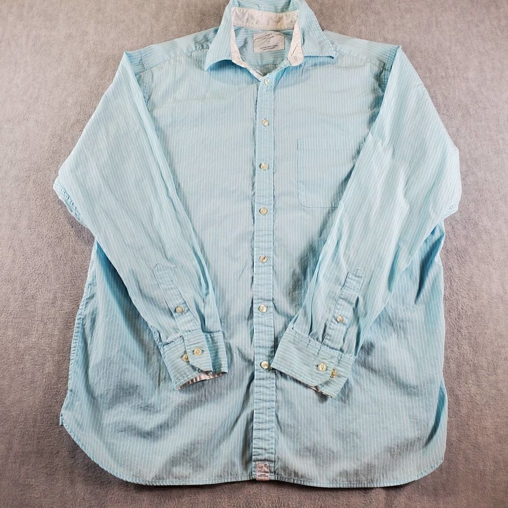 Roundtree & Yorke Shirt Mens Large Tall Blue Casuals Button Up
